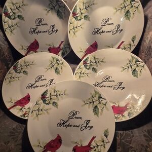 "Peace, Hope and Joy" ceramic 10" plates. Atico International. Very Good Cond.